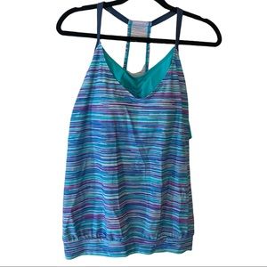 Free Country Tankini Swimsuit Top Built In Bra W/ Racerback Tank Top Over Style